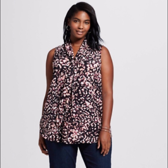 Ava Viv Print Bow Tie Sleeveless Top - Picture 1 of 4